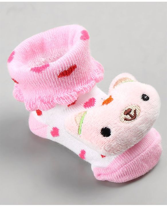 Cute Walk by Babyhug Sock Shoes with Bunny Applique -  Pink