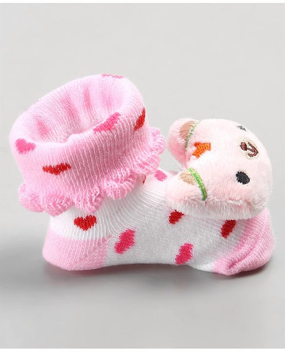 Cute Walk by Babyhug Sock Shoes with Bunny Applique -  Pink