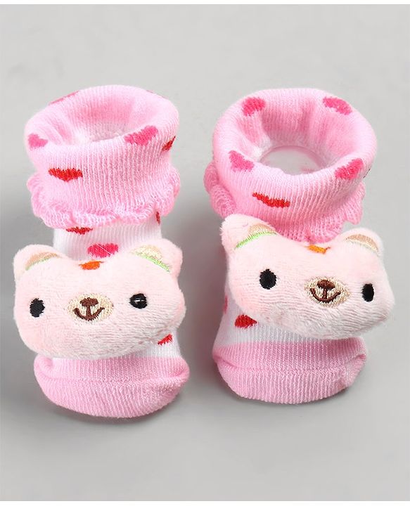 Cute Walk by Babyhug Sock Shoes with Bunny Applique -  Pink