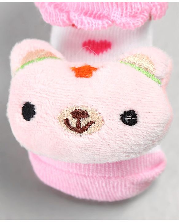 Cute Walk by Babyhug Sock Shoes with Bunny Applique -  Pink