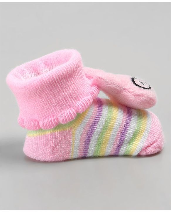Cute Walk by Babyhug Sock Shoes with Bunny Applique - Pink