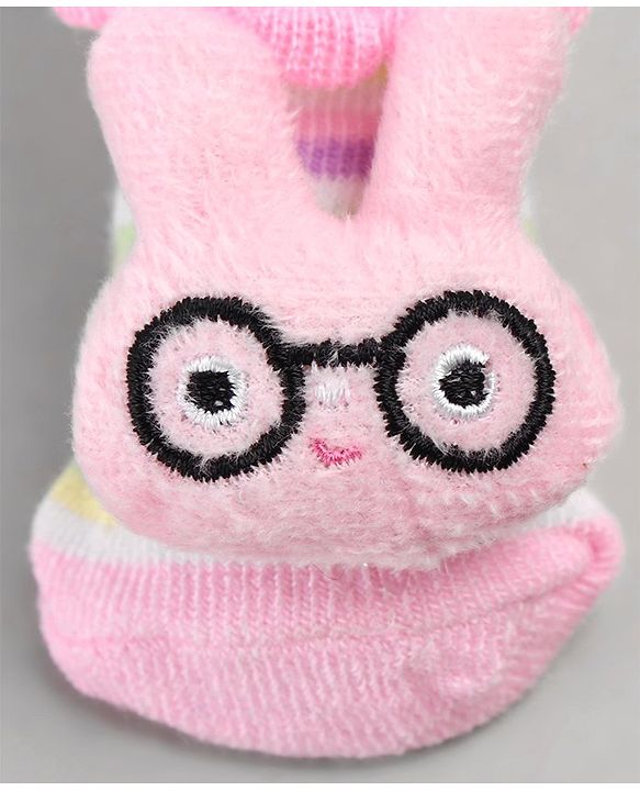 Cute Walk by Babyhug Sock Shoes with Bunny Applique - Pink