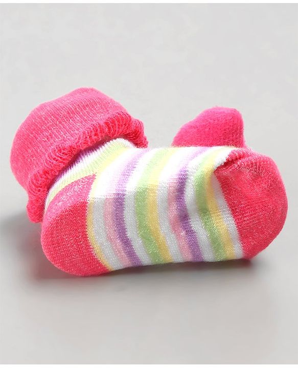 Cute Walk by Babyhug Sock Shoes with Mushroom Applique - Pink