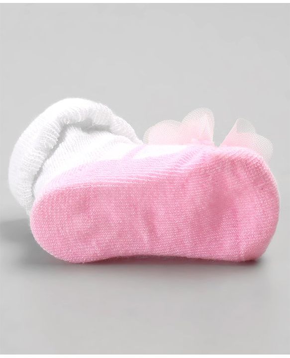 Cute Walk by Babyhug Sock Shoes with Flower Applique - Pink