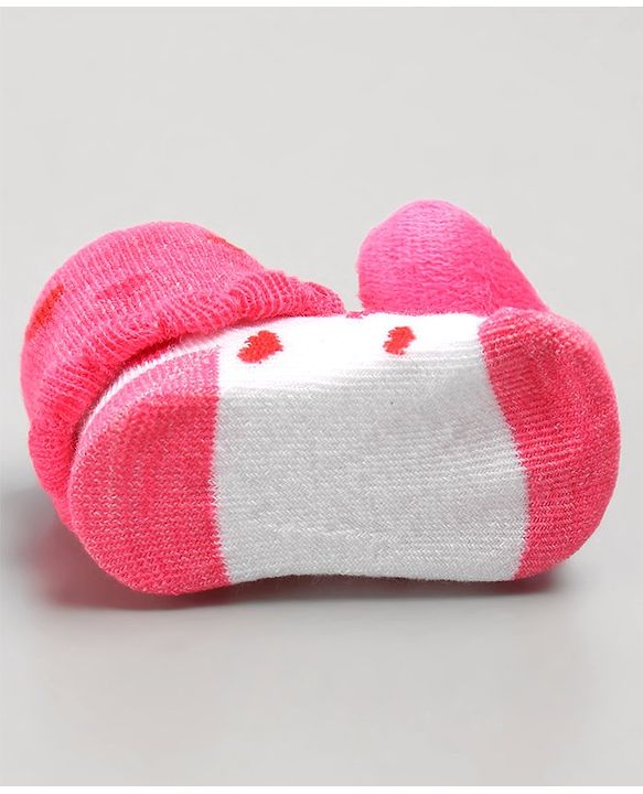 Cute Walk by Babyhug Sock Shoes with Heart Applique - Pink