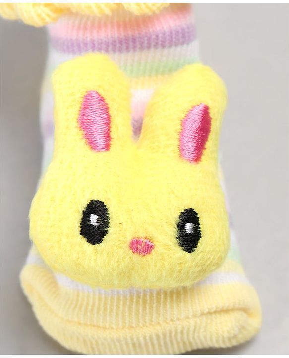 Cute Walk by Babyhug Sock Shoes with Bunny Applique - Yellow