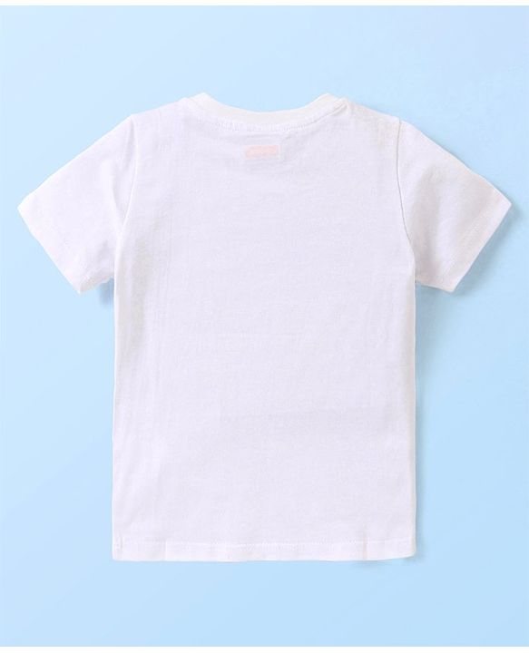 Babyhug 100% Cotton Knit Half Sleeves T-Shirt with Text print - White