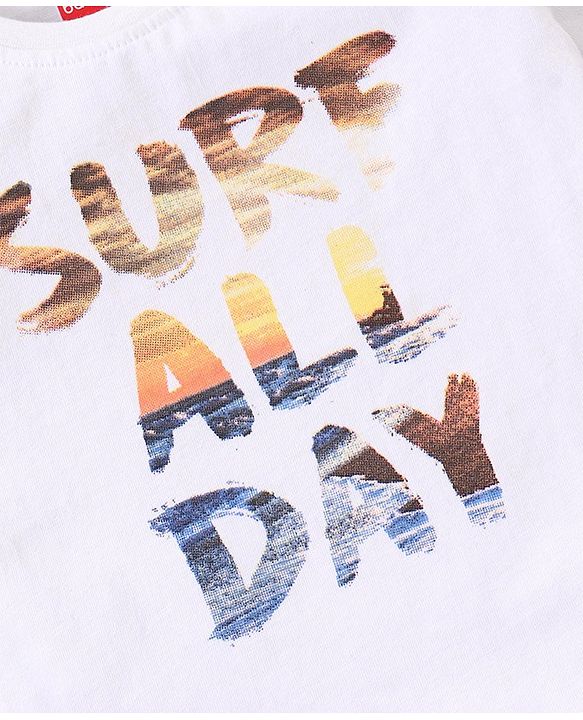 Babyhug 100% Cotton Knit Half Sleeves T-Shirt with Text print - White