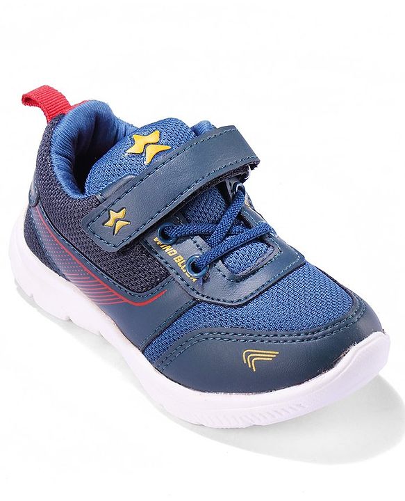 Cute Walk by Babyhug Sneakers Shoes with Velcro Closure & Star Print - Navy Blue
