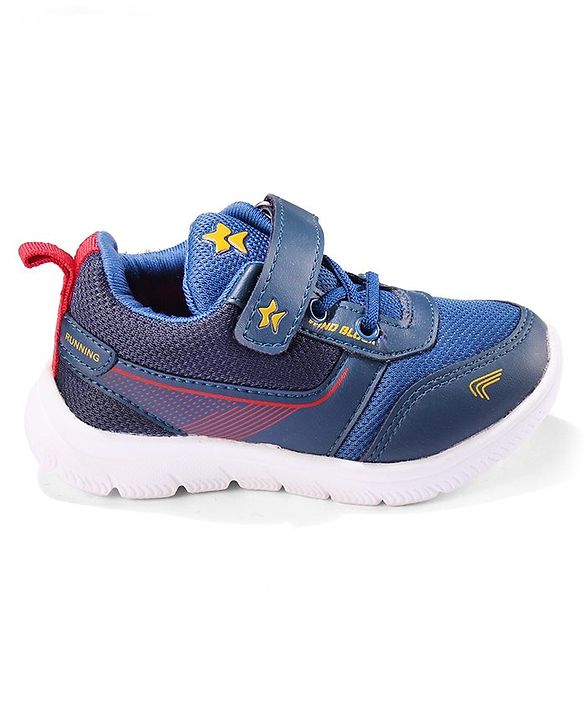 Cute Walk by Babyhug Sneakers Shoes with Velcro Closure & Star Print - Navy Blue