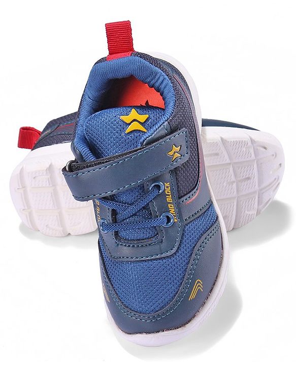 Cute Walk by Babyhug Sneakers Shoes with Velcro Closure & Star Print - Navy Blue