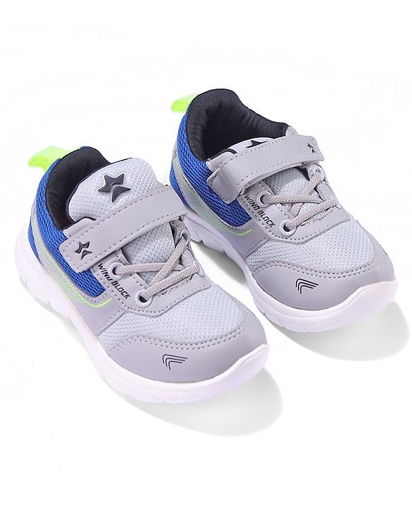 Cute Walk by Babyhug Sneakers Shoes with Velcro Closure & Star Print - Grey