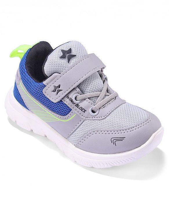 Cute Walk by Babyhug Sneakers Shoes with Velcro Closure & Star Print - Grey
