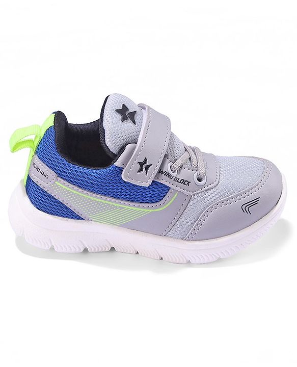 Cute Walk by Babyhug Sneakers Shoes with Velcro Closure & Star Print - Grey