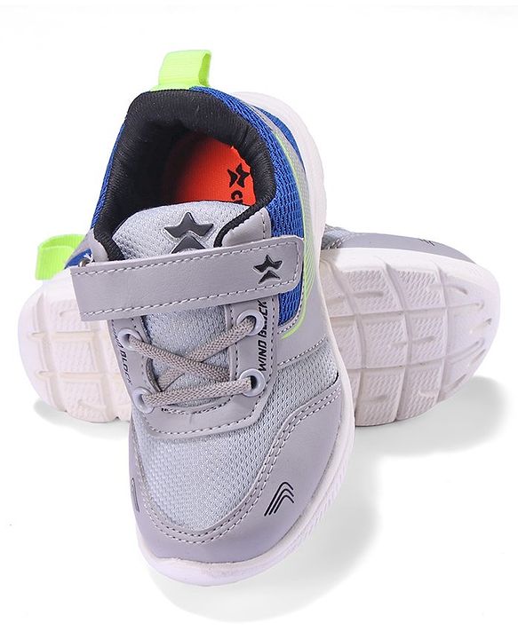 Cute Walk by Babyhug Sneakers Shoes with Velcro Closure & Star Print - Grey