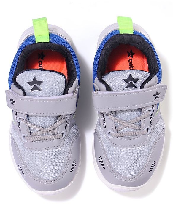 Cute Walk by Babyhug Sneakers Shoes with Velcro Closure & Star Print - Grey