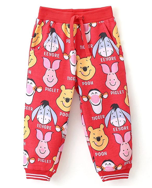Babyhug Disney Single Jersey Full Length Winne the Pooh Printed Lounge Pant - Red