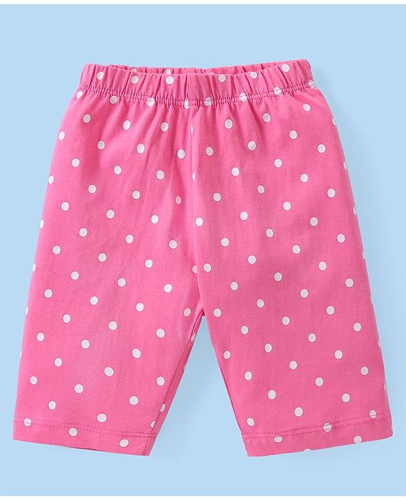 Babyhug Single Jersey Knit Half Sleeves Capri Night Suit With Text Print - White & Pink