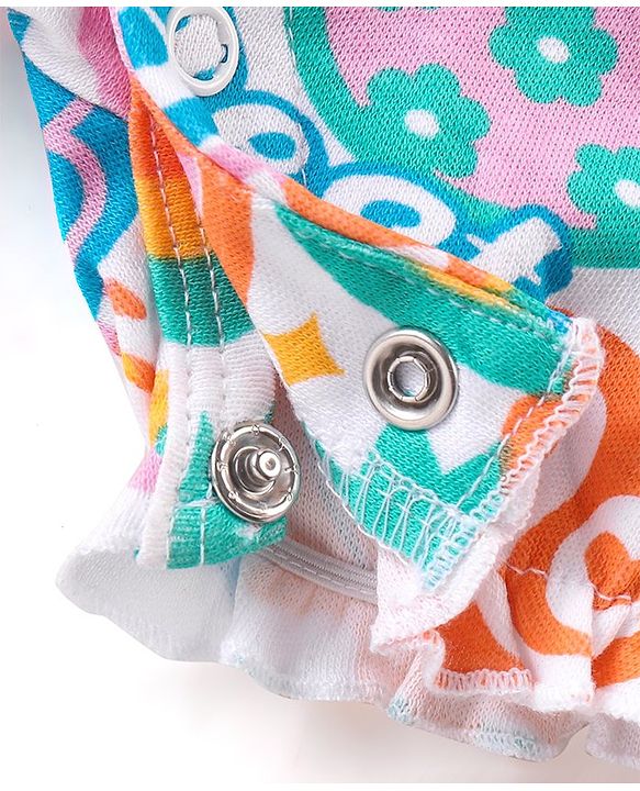 Babyhug 100% Cotton Sleeveless Text Printed Romper - Multicolour