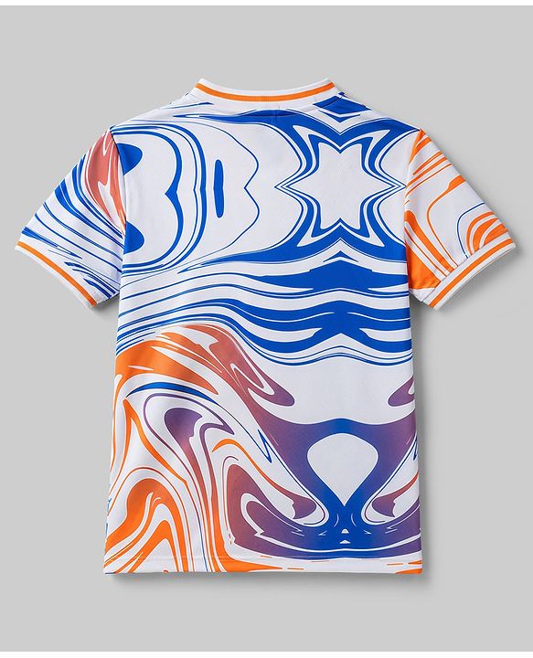 Pine Active Half Sleeves T-Shirt and Shorts Set Marble Print - White