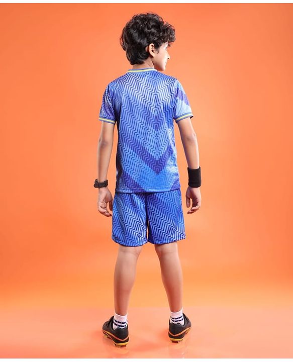 Pine Active Half Sleeves All Over Printed T-Shirt and Shorts Set - Blue