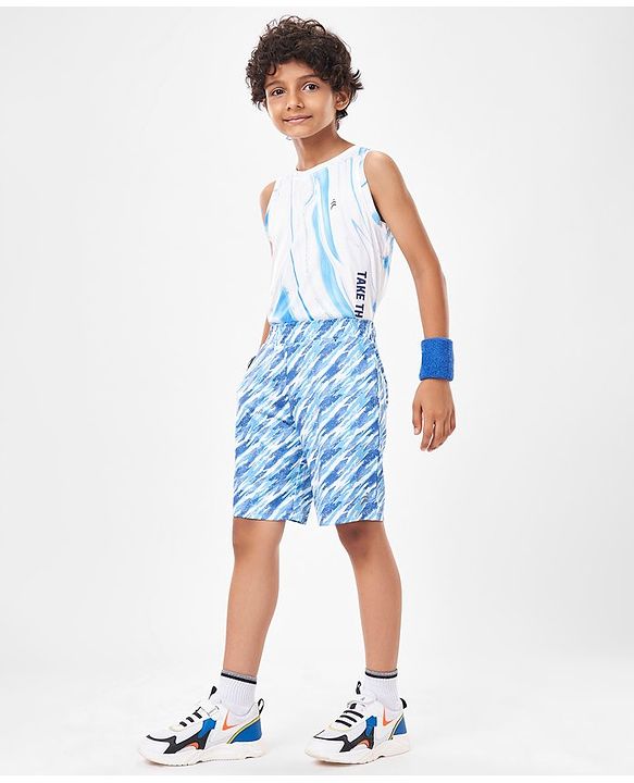 Pine Active Super Stretch Printed Cycling Shorts - Blue