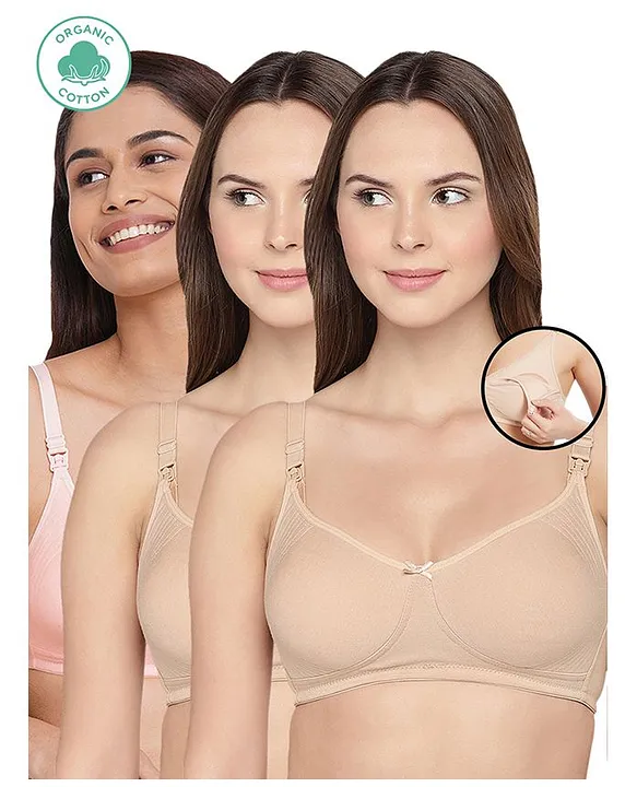 Inner Sense Antimicrobial Maternity Nursing Bras Pack of 3 Skin Pink Online  in India, Buy at Best Price from  - 1642469