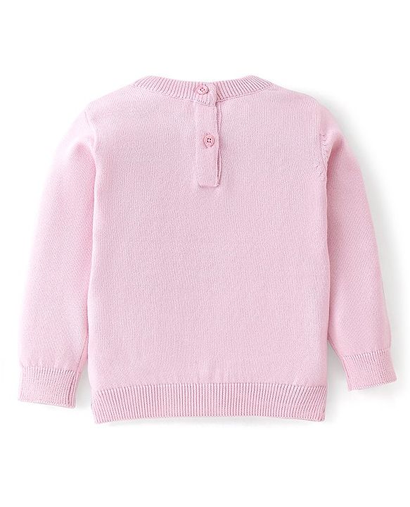 Babyhug Knitted Full Sleeves Sweater with Penguin Design -Pink