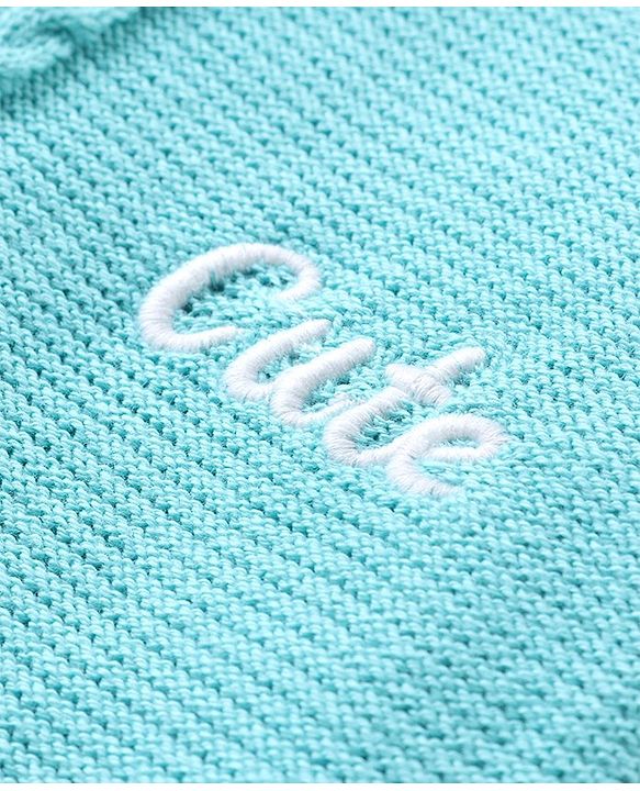 Babyhug Knitted Full Sleeves Winter Wear Romper With Cable Knit Design - Blue