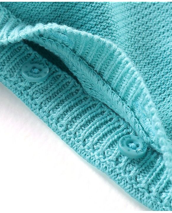 Babyhug Knitted Full Sleeves Winter Wear Romper With Cable Knit Design - Blue