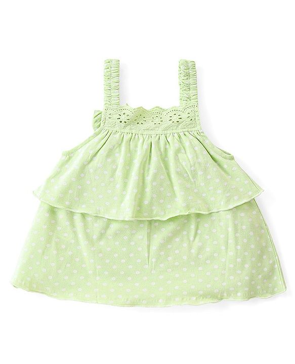 Babyhug Single Jersey Knit  Sleeveless Top & Skirt Set with Leaf Print - Multicolour