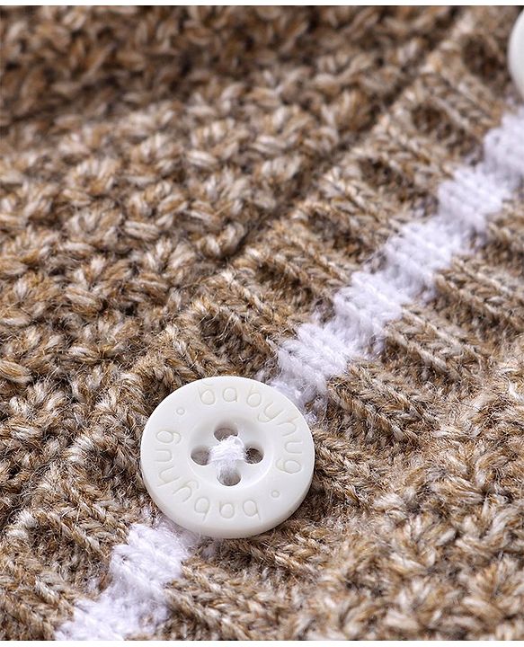 Babyhug Full Sleeves Front Open Cable Knit Hooded Sweater - Beige