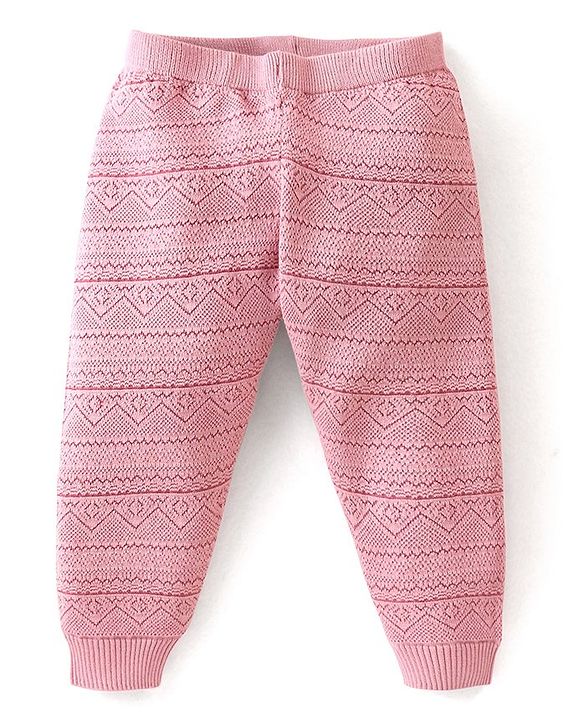 Babyhug Knitted Full Length Regular Fit Designed Woollen Pant - Grey