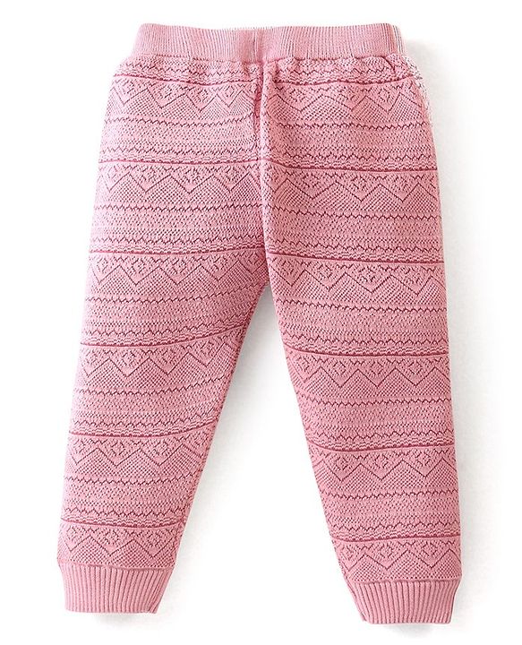 Babyhug Knitted Full Length Regular Fit Designed Woollen Pant - Grey