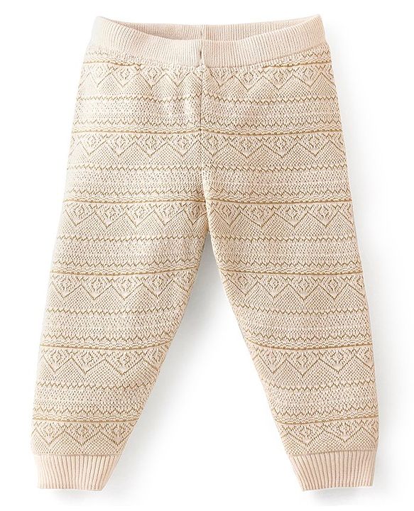 Babyhug Knitted Full Length Regular Fit Designed Woollen Pant - Grey