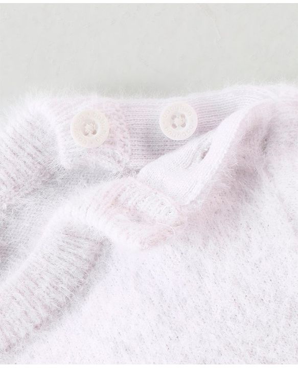 Babyhug Knitted Full Sleeves Sweater Kitty Design - Red Pink & White