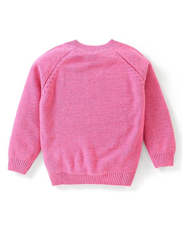 Babyhug Knitted Raglan Sleeves Sweater Set Cable Knit Design Design - Pink