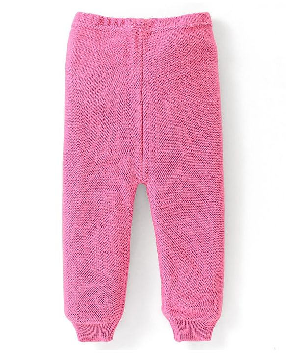 Babyhug Knitted Raglan Sleeves Sweater Set Cable Knit Design Design - Pink