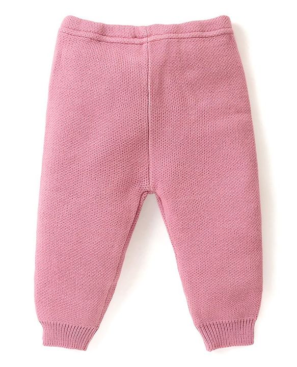 Babyhug Knitted Full Sleeves Baby Sweater Set with Star Design - Pink & White