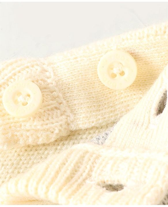 Babyhug Knitted Full Sleeves Baby Sweater Set with Star Design - Pink & White