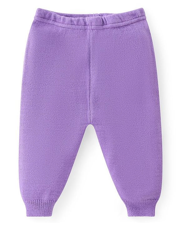 Babyhug Knitted Full Sleeves Baby Sweater Set with Floral Design - Lavender