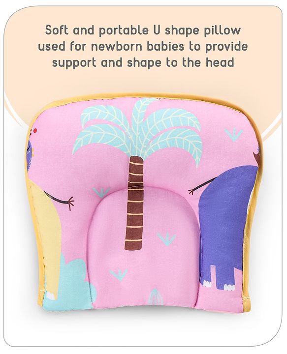Babyhug Cotton Mattress Set with Mosquito Net Elephant Print - Pink