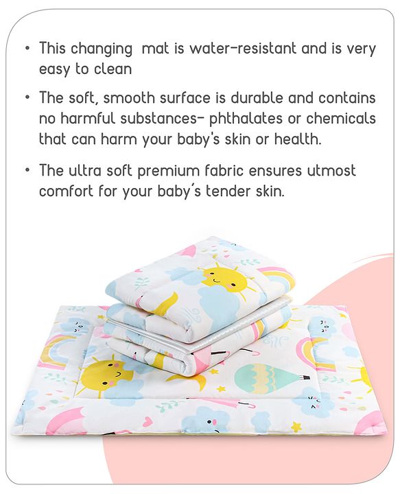 Babyhug Multi Purpose Baby Mat With Sunny Day Theme Print Set Of 3 - White