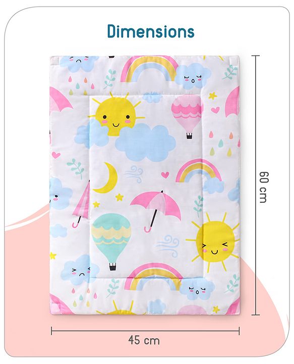 Babyhug Multi Purpose Baby Mat With Sunny Day Theme Print Set Of 3 - White