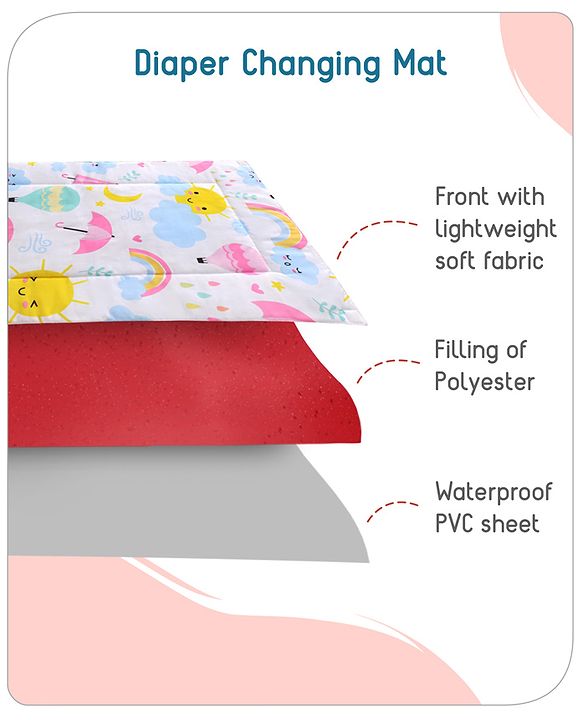 Babyhug Multi Purpose Baby Mat With Sunny Day Theme Print Set Of 3 - White