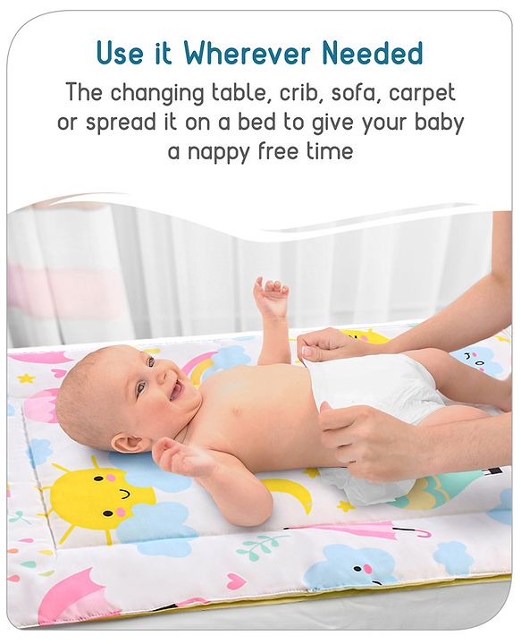Babyhug Multi Purpose Baby Mat With Sunny Day Theme Print Set Of 3 - White