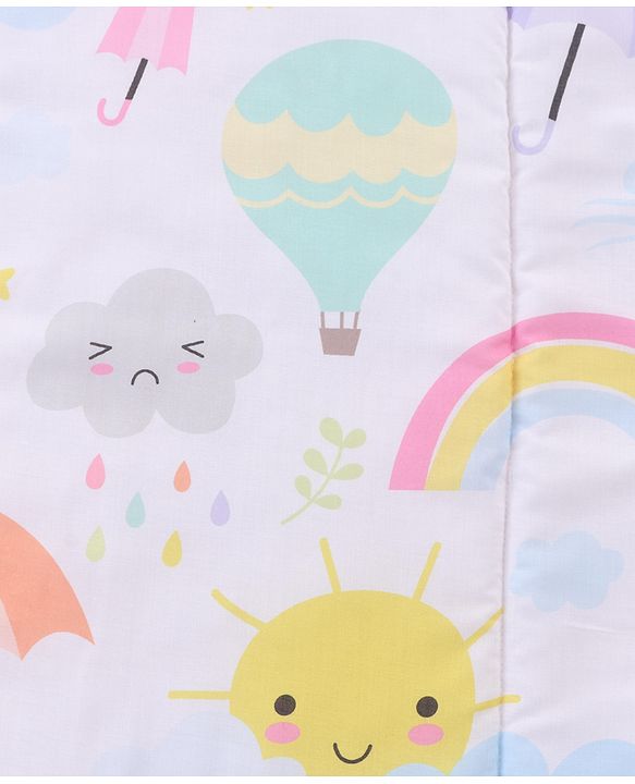 Babyhug Multi Purpose Baby Mat With Sunny Day Theme Print Set Of 3 - White