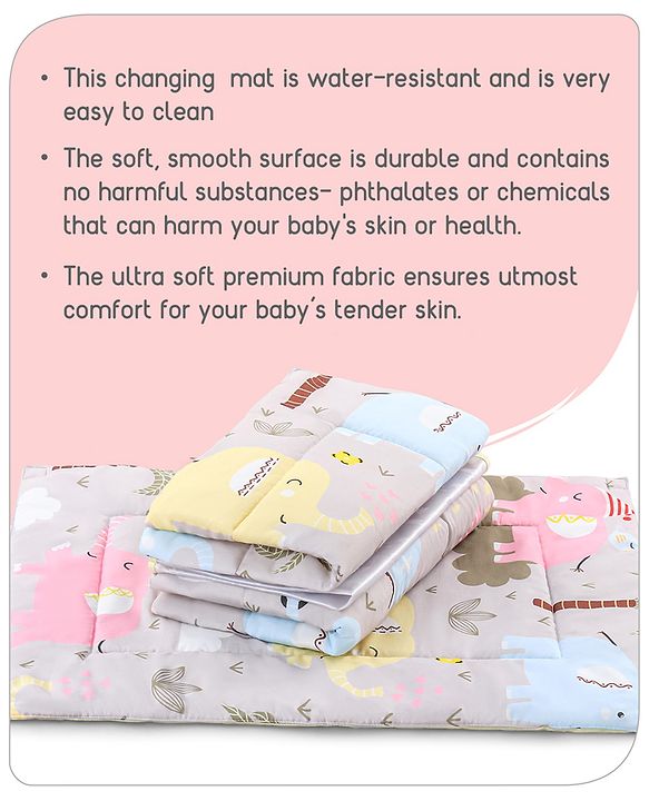 Babyhug Multi Purpose Baby Mat With Rainy Day Theme Print Set Of 3 - Light Beige