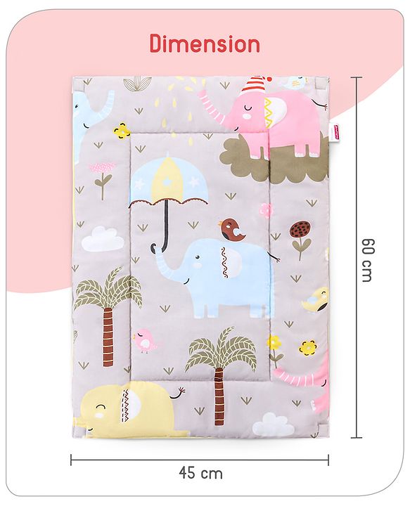 Babyhug Multi Purpose Baby Mat With Rainy Day Theme Print Set Of 3 - Light Beige