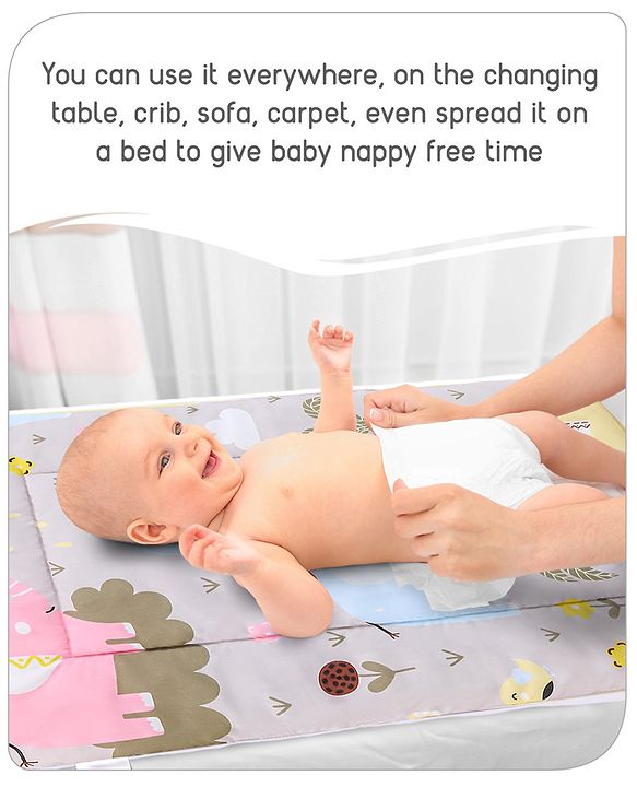 Babyhug Multi Purpose Baby Mat With Rainy Day Theme Print Set Of 3 - Light Beige
